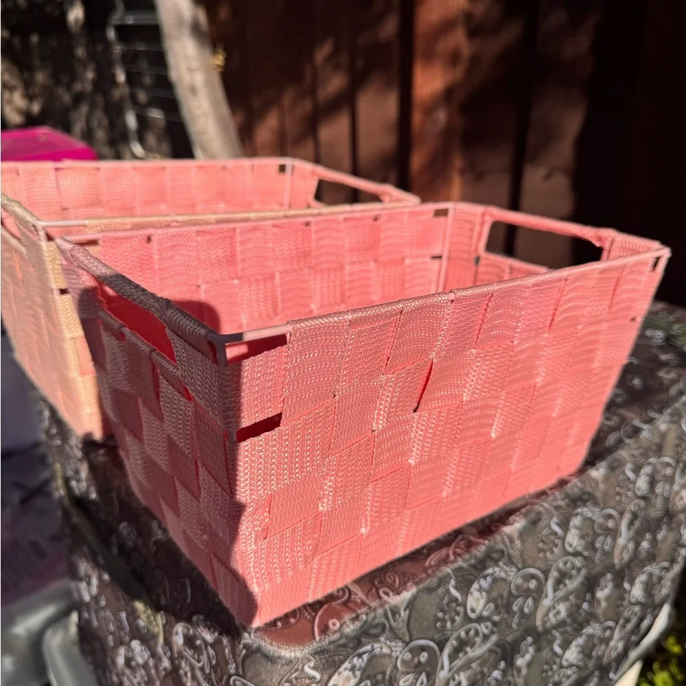 T.J.Maxx Pink Woven Storage Baskets